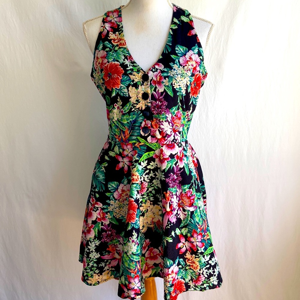 Dangerfield Floral Print Fit & Flare Skater Dress Sz 14 - Picture 1 of 10